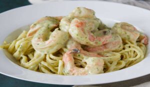 CREAMY PESTO SHRIMP PASTA